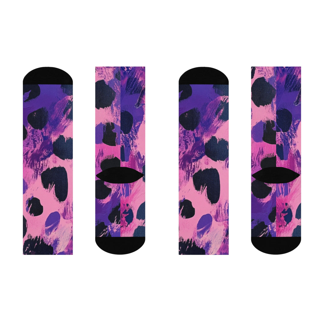 Purple and Pink Leopard Spots Cushioned Crew Socks