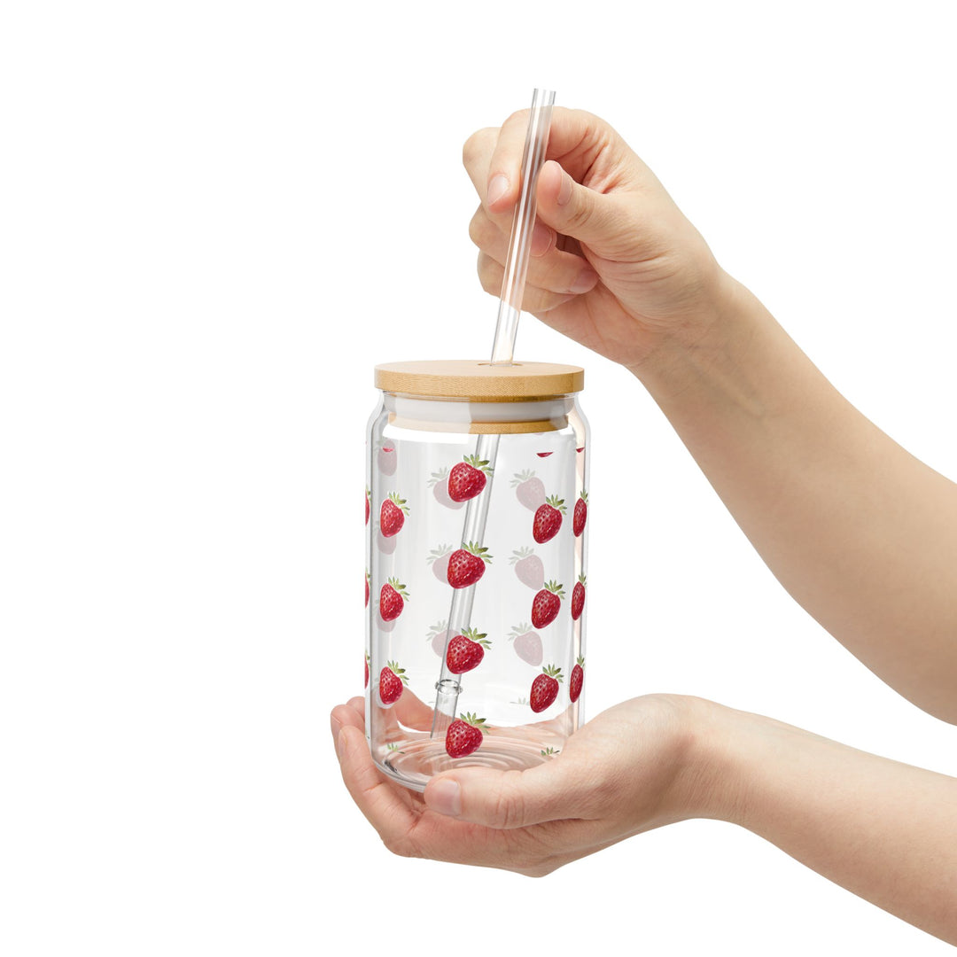 Strawberries Sipper Glass, 16oz