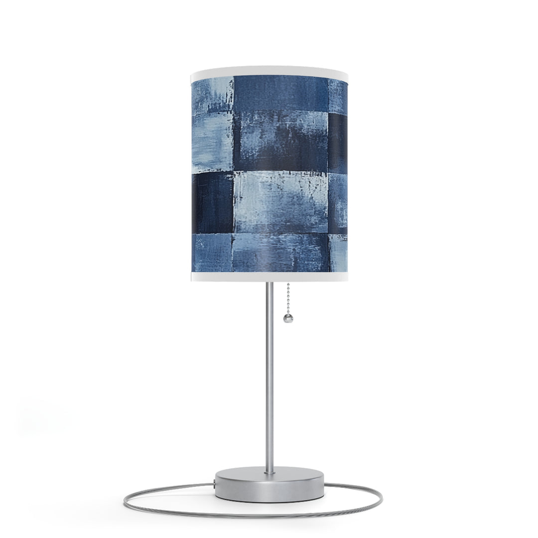 Blue Checkered Lamp on a Stand