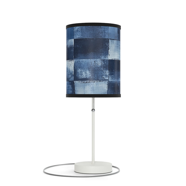 Blue Checkered Lamp on a Stand