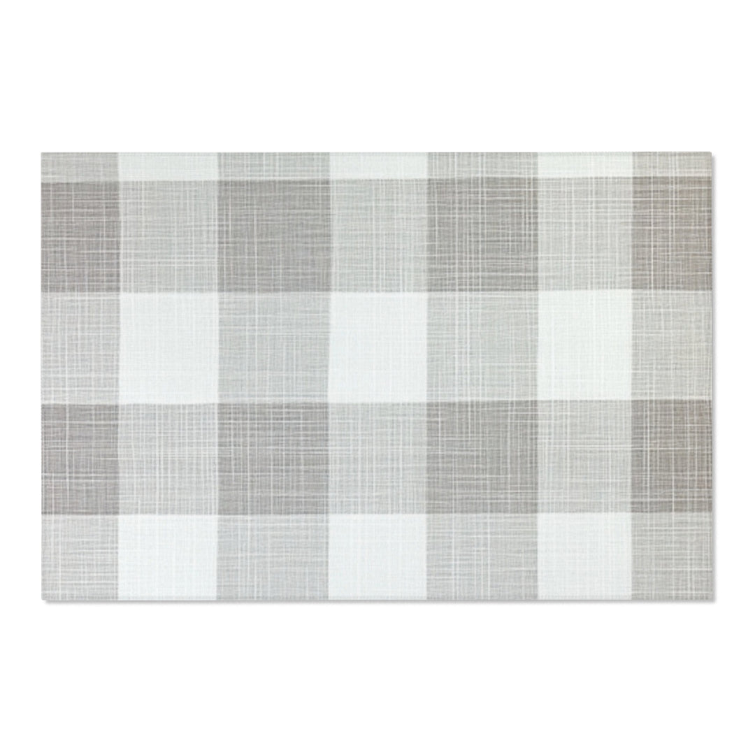 Grey and White Checked Area Rug