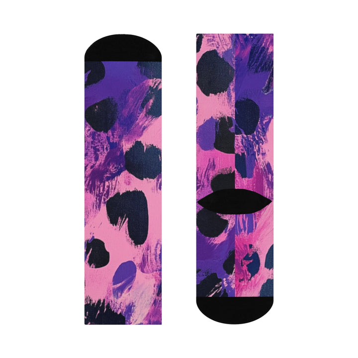 Purple and Pink Leopard Spots Cushioned Crew Socks