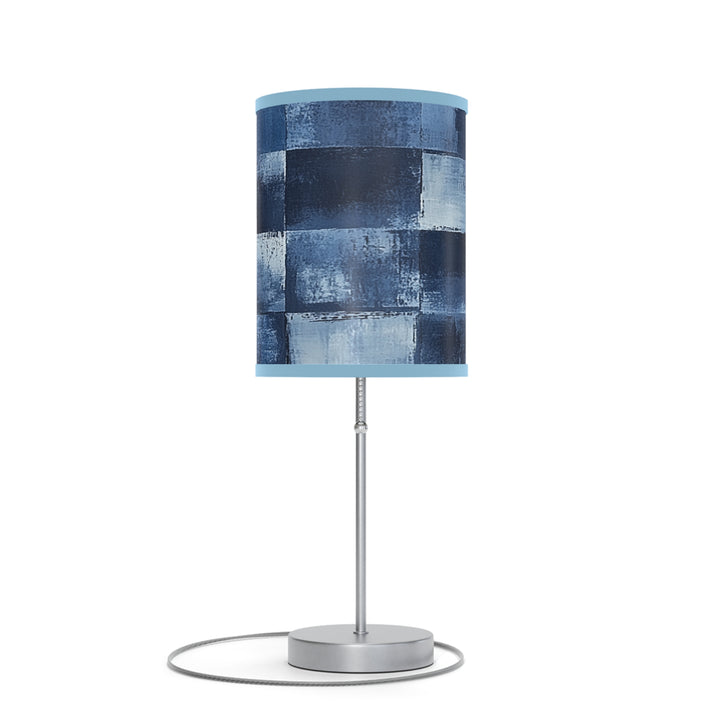 Blue Checkered Lamp on a Stand