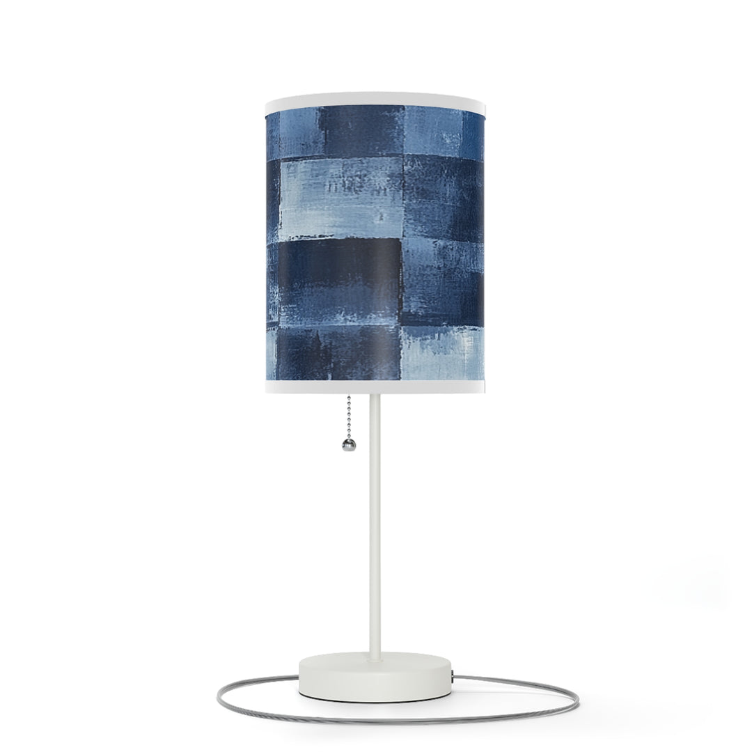 Blue Checkered Lamp on a Stand