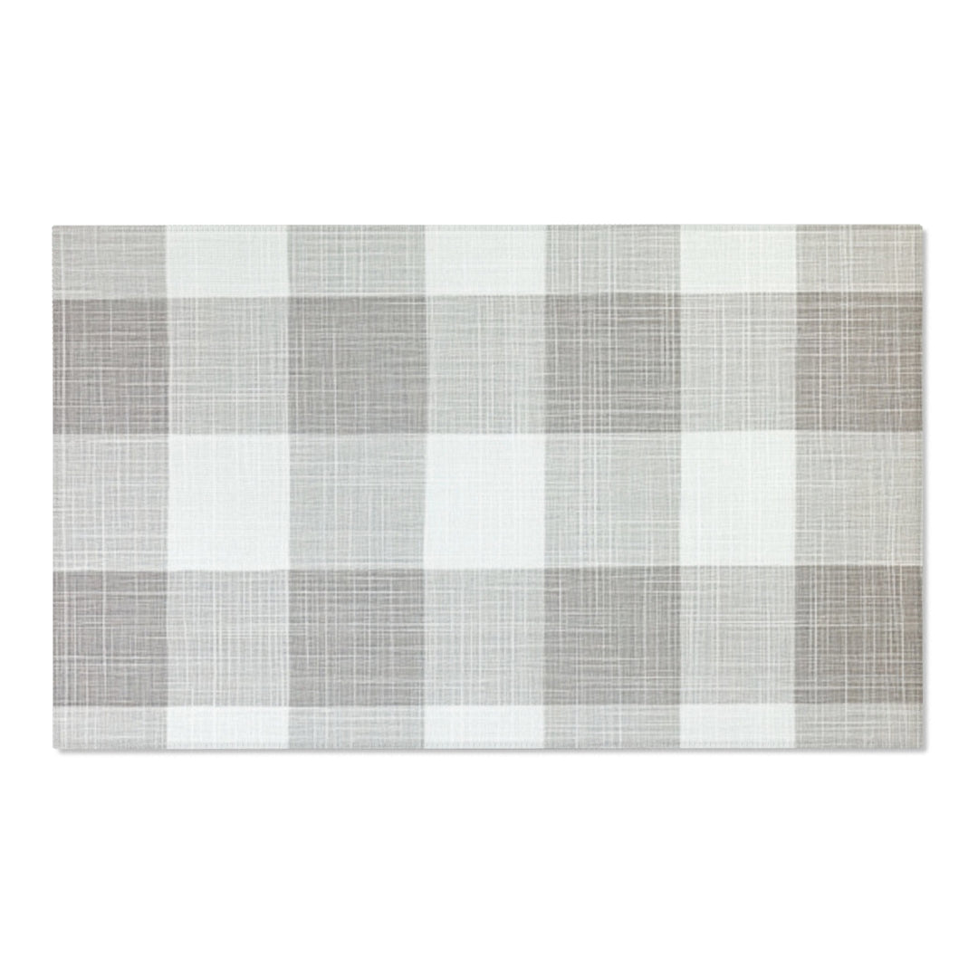 Grey and White Checked Area Rug