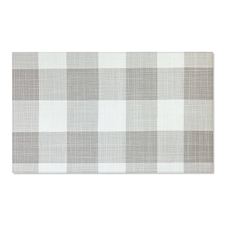 Grey and White Checked Area Rug