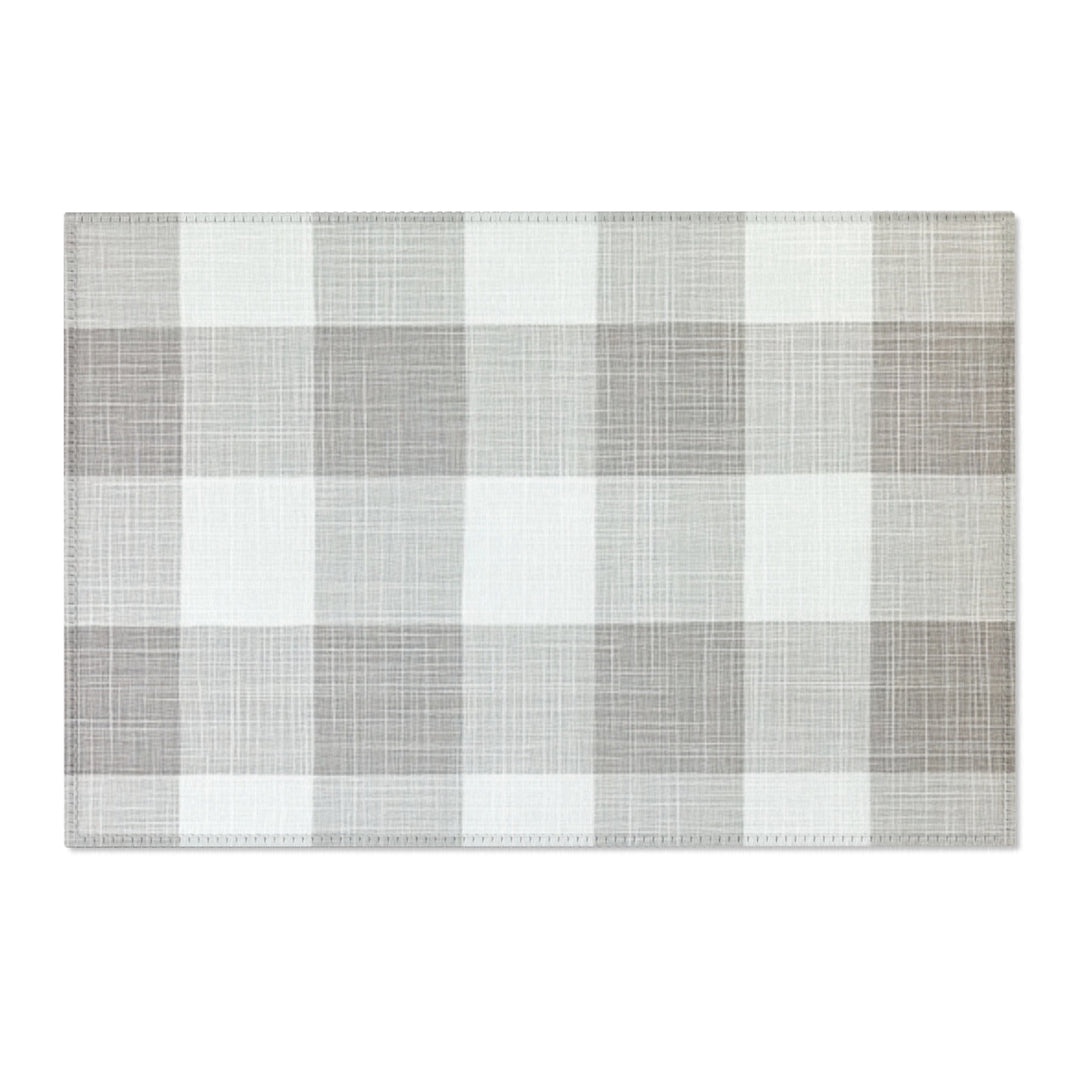 Grey and White Checked Area Rug