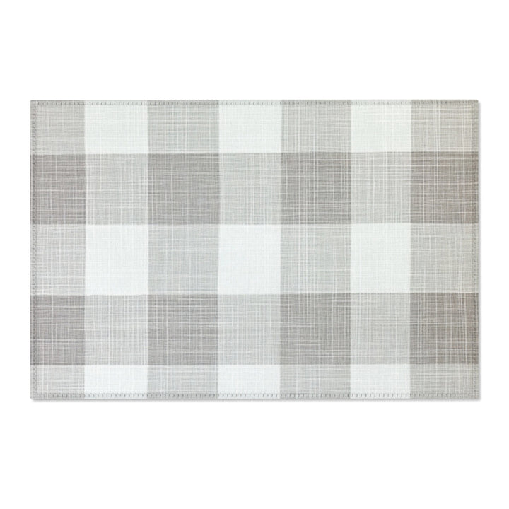 Grey and White Checked Area Rug