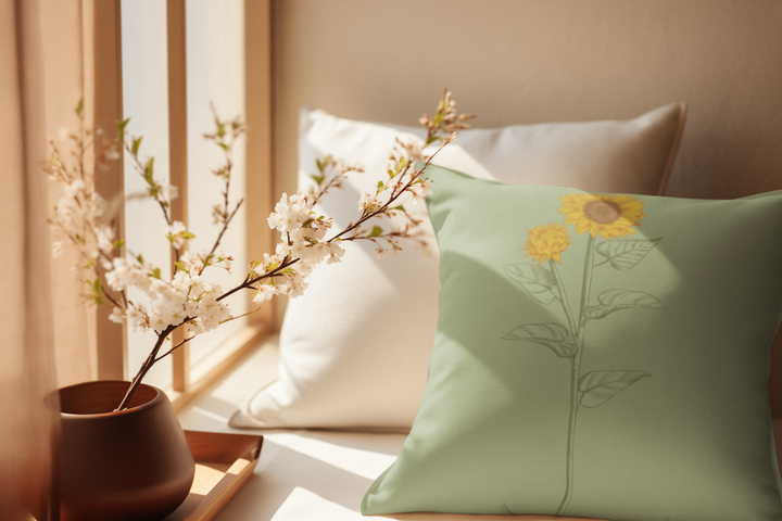 Sunflower Spun Polyester Square Pillow