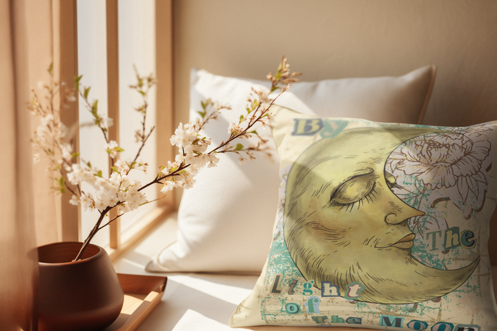 Light of the Moon Faux Suede Square Pillow