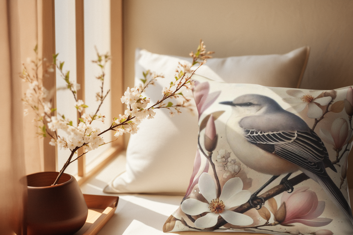 Mockingbird and Magnolias Faux Suede Square Pillow