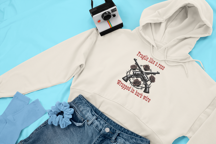 Fragile Like A Rose Women's Cinched Bottom Hoodie