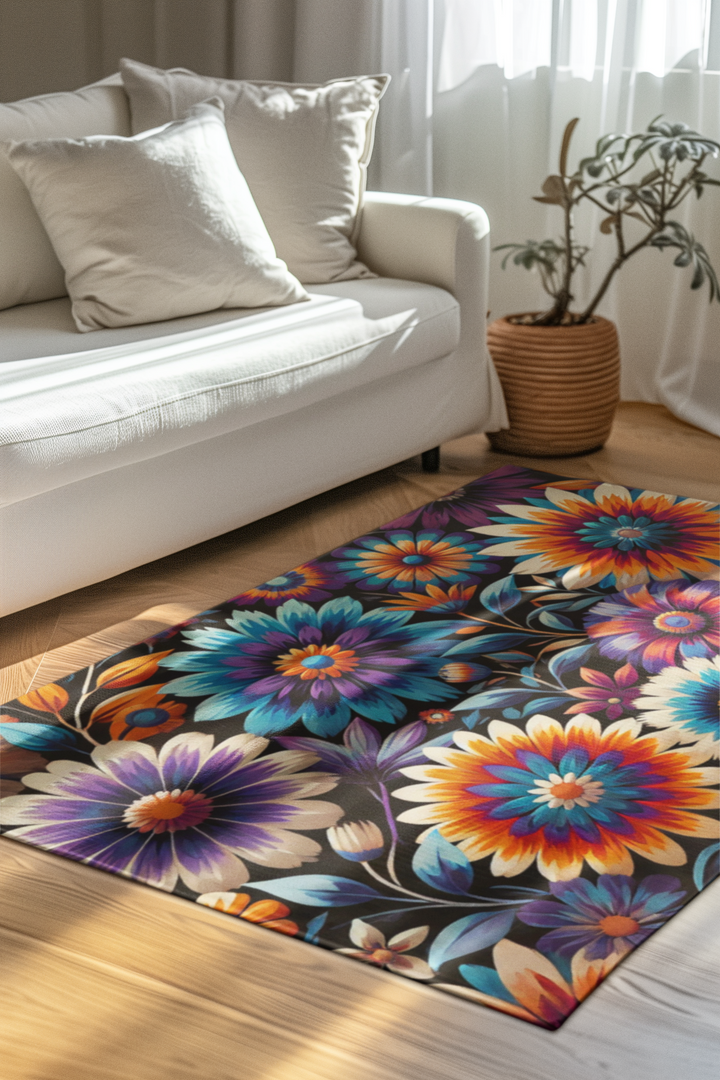 Colorful Flower Abstract Area Rug