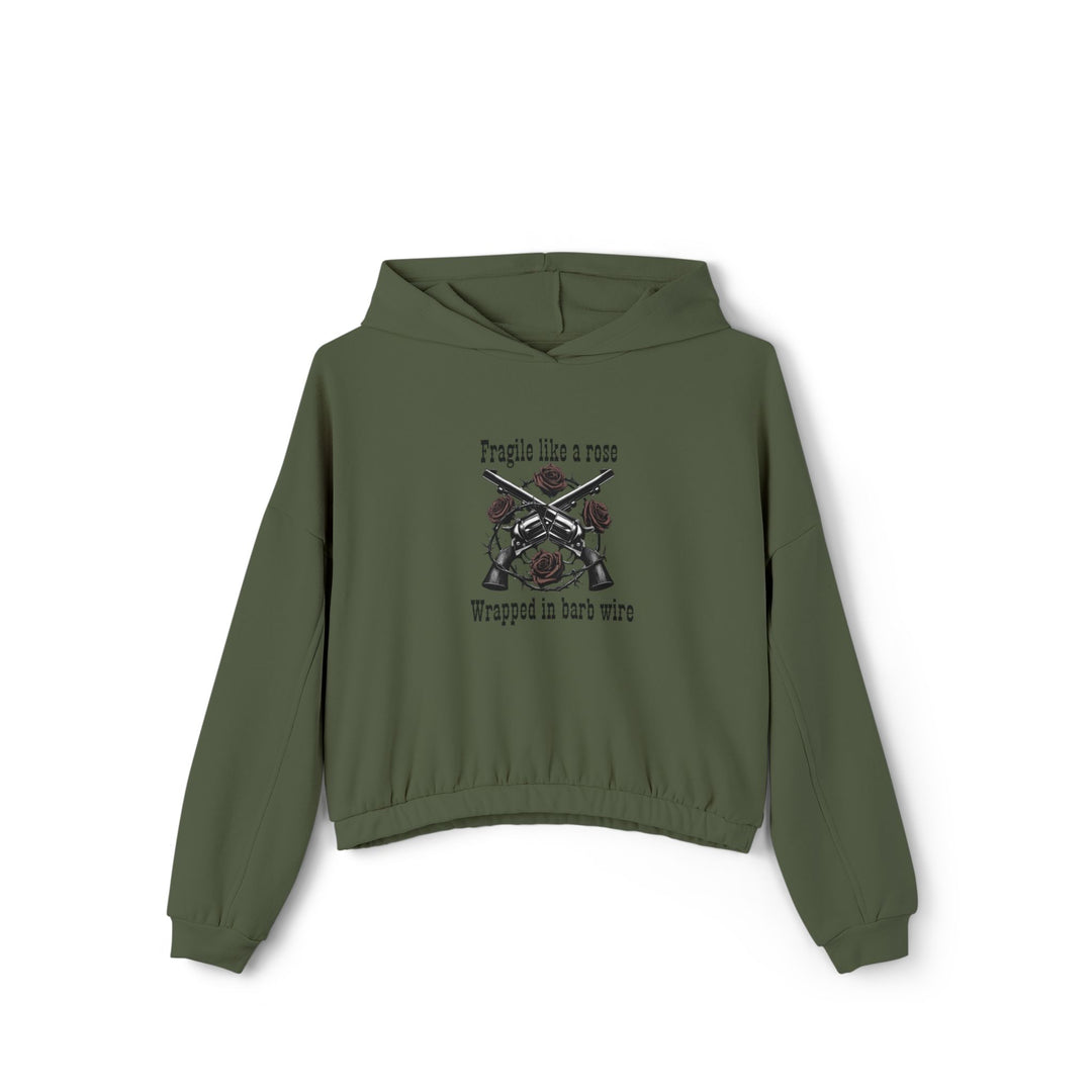 Fragile Like A Rose Women's Cinched Bottom Hoodie