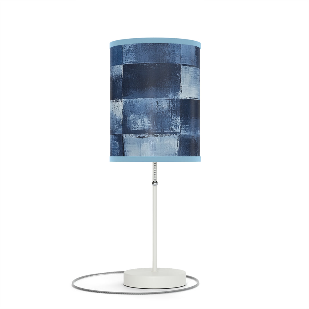 Blue Checkered Lamp on a Stand