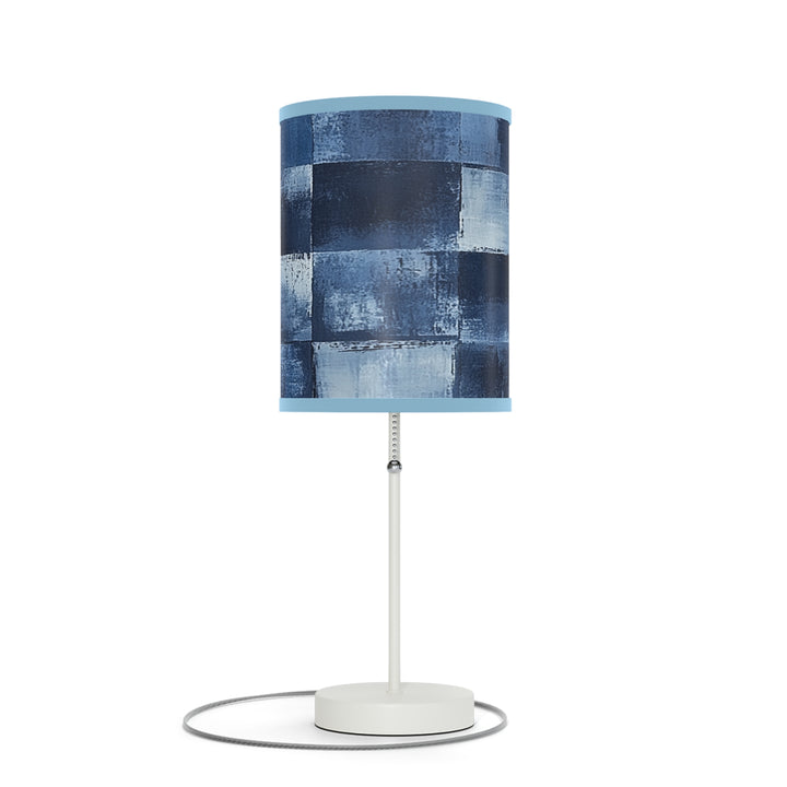 Blue Checkered Lamp on a Stand