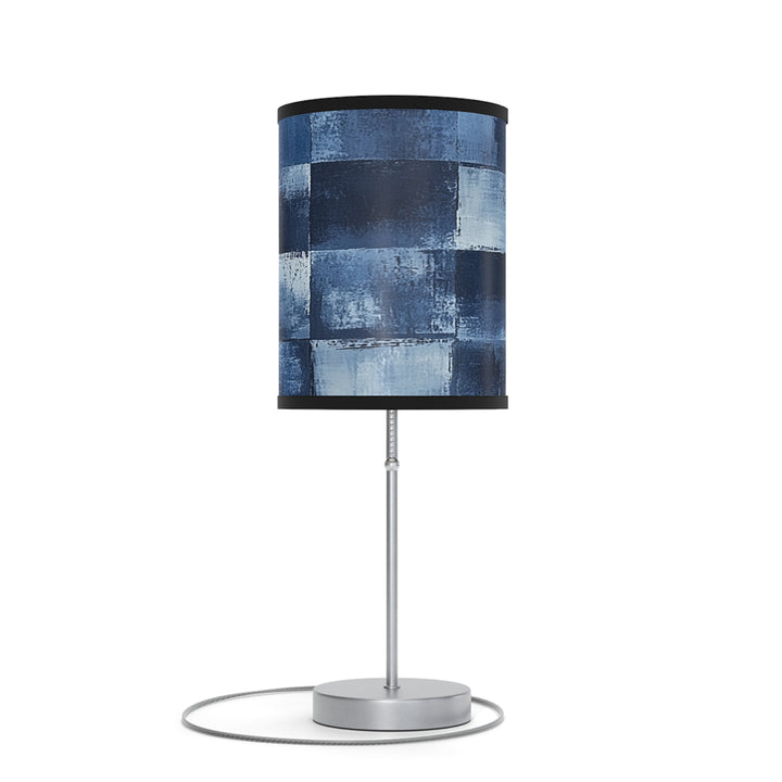 Blue Checkered Lamp on a Stand